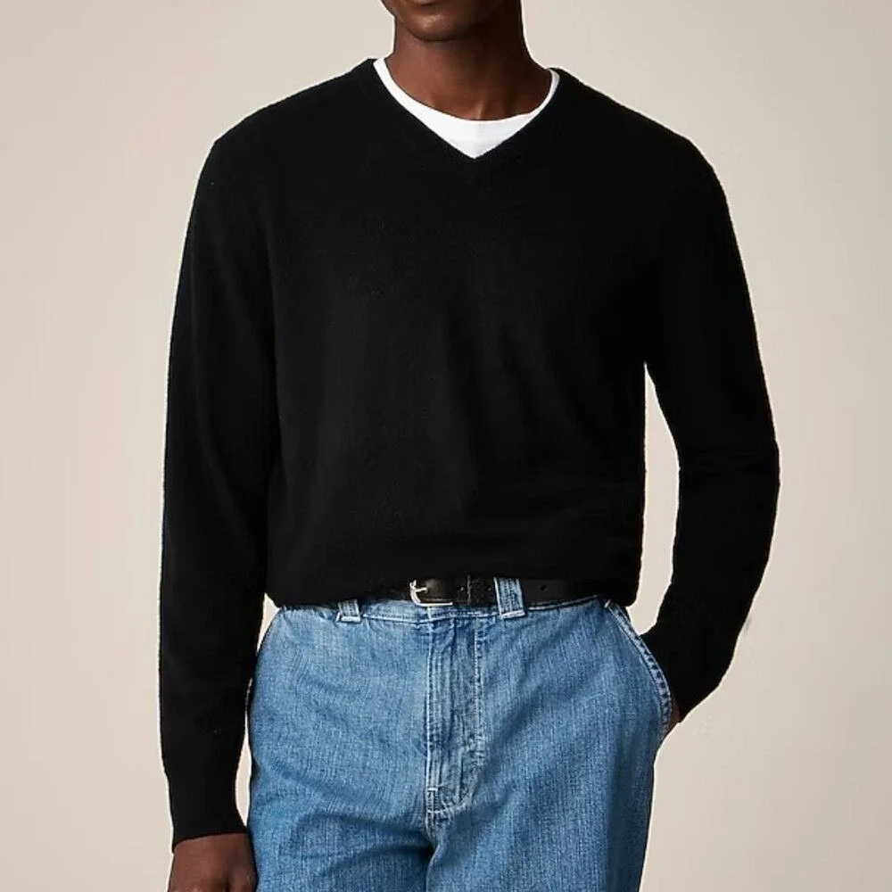 J. Crew Merino Wool V-Neck Long Sleeve Black XL‎